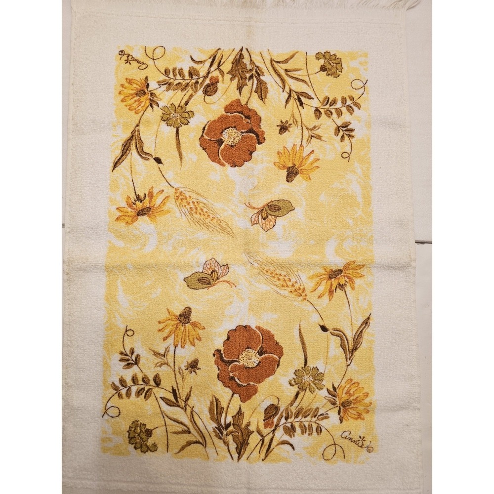 Vintage Cannon 70s Retro Butterfly Hand Kitchen Towel Dish Fringe Hippie